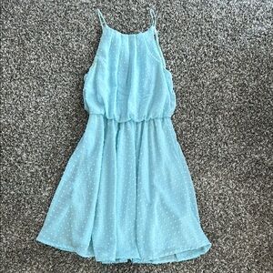 Francesca’s women’s teal mini dress Swiss dot